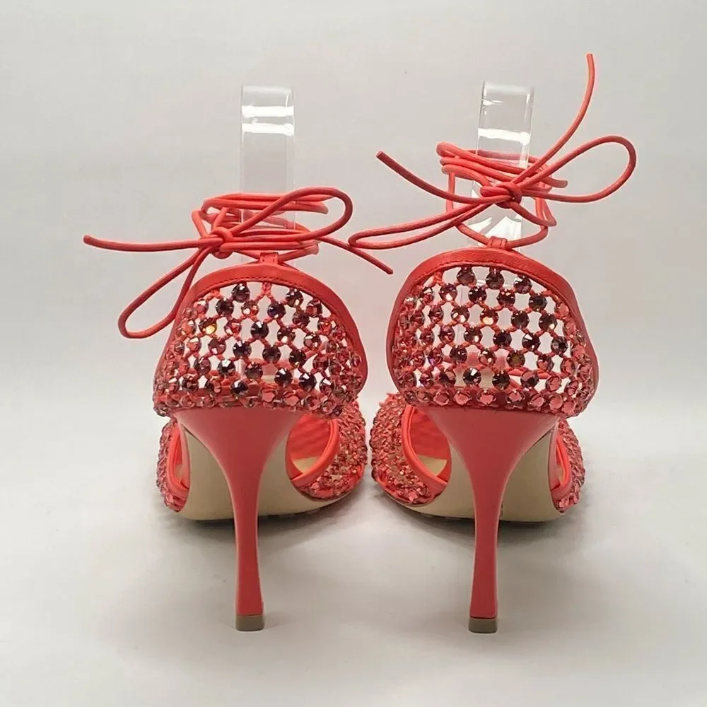 Bottega Veneta Stretch Embellished Ankle Strap High Heel Pumps size 39.5
